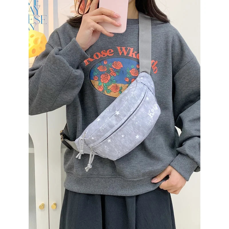 Canvas Crossbody Chest Bag – Casual Zipper Waist & Phone Bag Crossbody Chest Bag Nixie