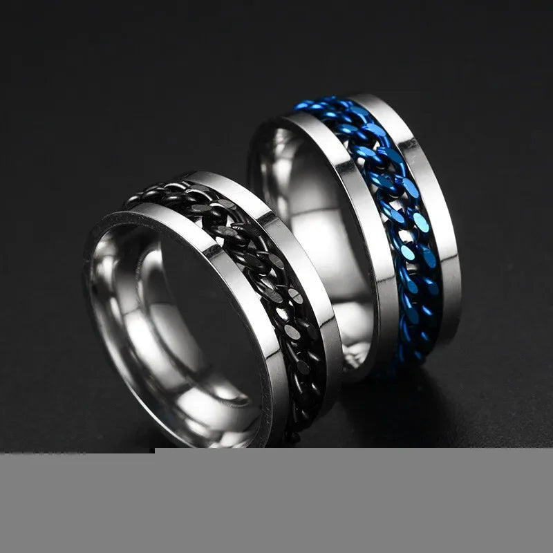 Punk Chain Rotating Ring Men & Women Zinc Alloy Sizes 6–11 Fashion Ring Nixie
