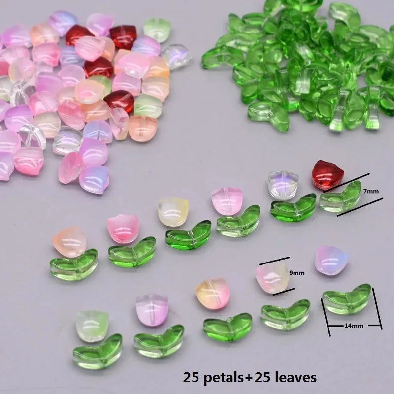 30pcs Luminous Tulip Glass Beads – DIY Earrings & Bracelets DIY Jewelry Beads Nixie