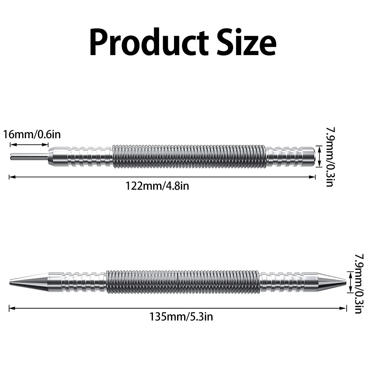 Spring Center Punch & Dual Head Nail Setter – High Carbon Steel Nail Punch Tool Set Nixie 2pcs Nail
