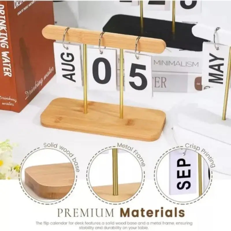 Flip Perpetual Desk Calendar – Minimalist ABS Desktop Ornament Perpetual Desk Calendar Nixie