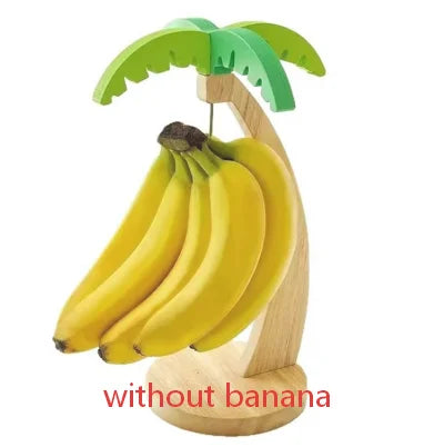 Wooden Banana Hanger Rack with Decorative Leaf | Kitchen