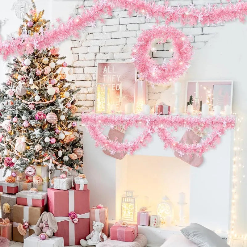 2M Christmas Snowflake Tinsel Garland – Metallic Twist Decor Christmas Tinsel Garland Nixie