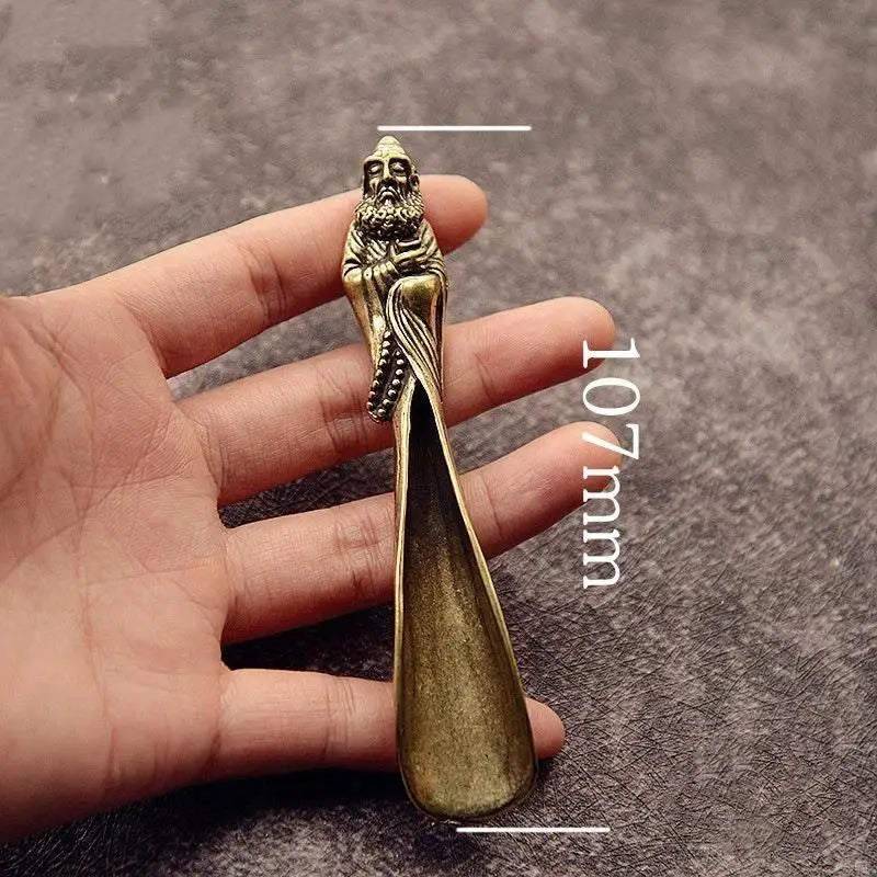 Brass Tea Scoop Shovel – Vintage Lotus & Bamboo Pattern Tea Scoop Utensil Nixie