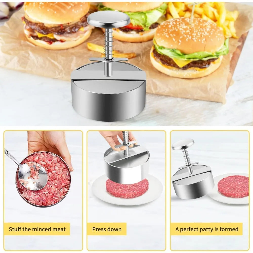 Stainless Steel Burger Press – Non-Stick Patty Maker | BBQ Burger Patty Press Nixie