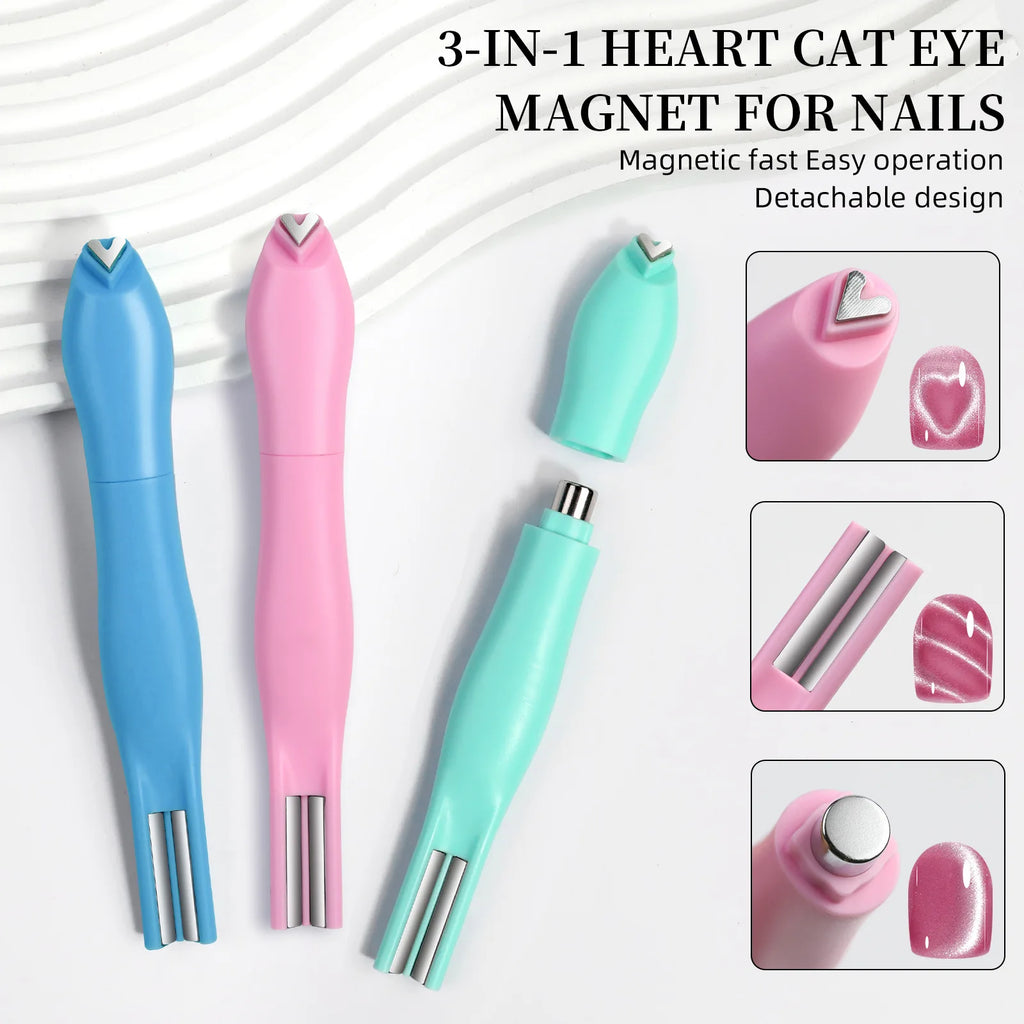 3-in-1 Heart Shape Nail Magnet for Cat Eye Aurora Gel Art Nail Art Magnet Nixie