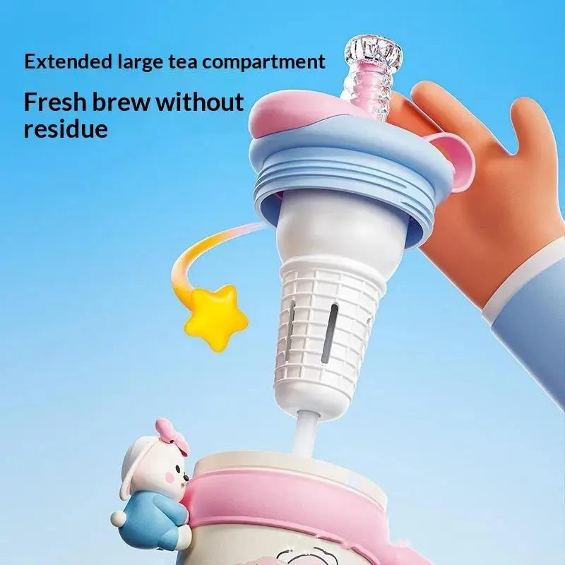 1250ml Cartoon Insulated Tumbler with Straw & Handle Insulated Tumbler Nixie
