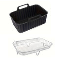 Stainless Steel Air Fryer Rack & Silicone Liner Set – 2pcs Air Fryer Rack Set Nixie black