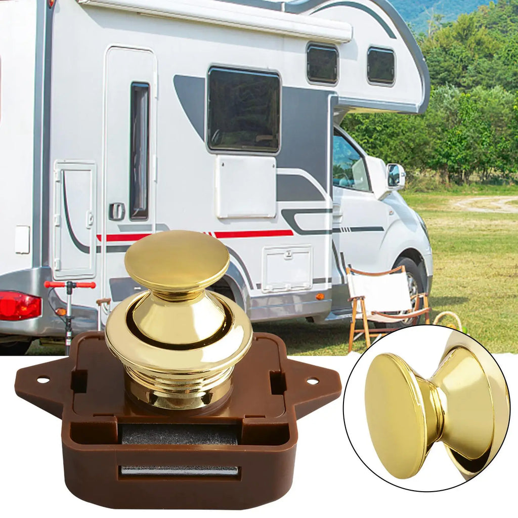 RV Push Button Cabinet Latch – Metal Lock for Camper & Boat