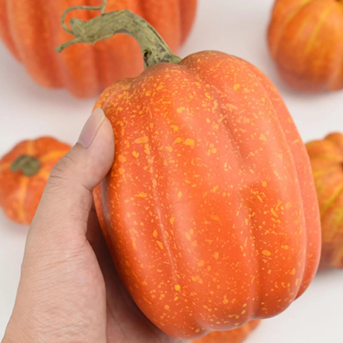 7-Piece Foam Pumpkin Set – Fall Halloween & Autumn Harvest Decor Artificial Pumpkin Set Nixie