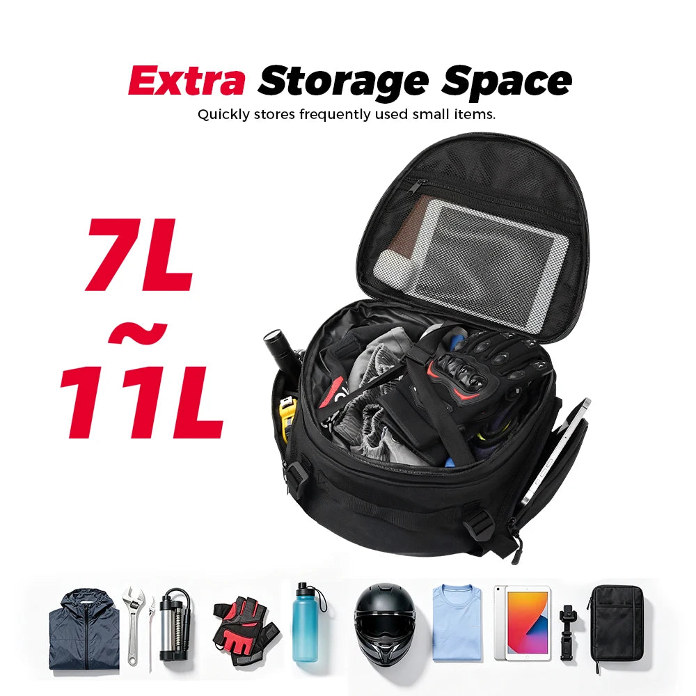 KEMIMOTO Motorcycle Tail Bag – Waterproof Expandable Rear Bag Motorcycle Tail Bag Nixie