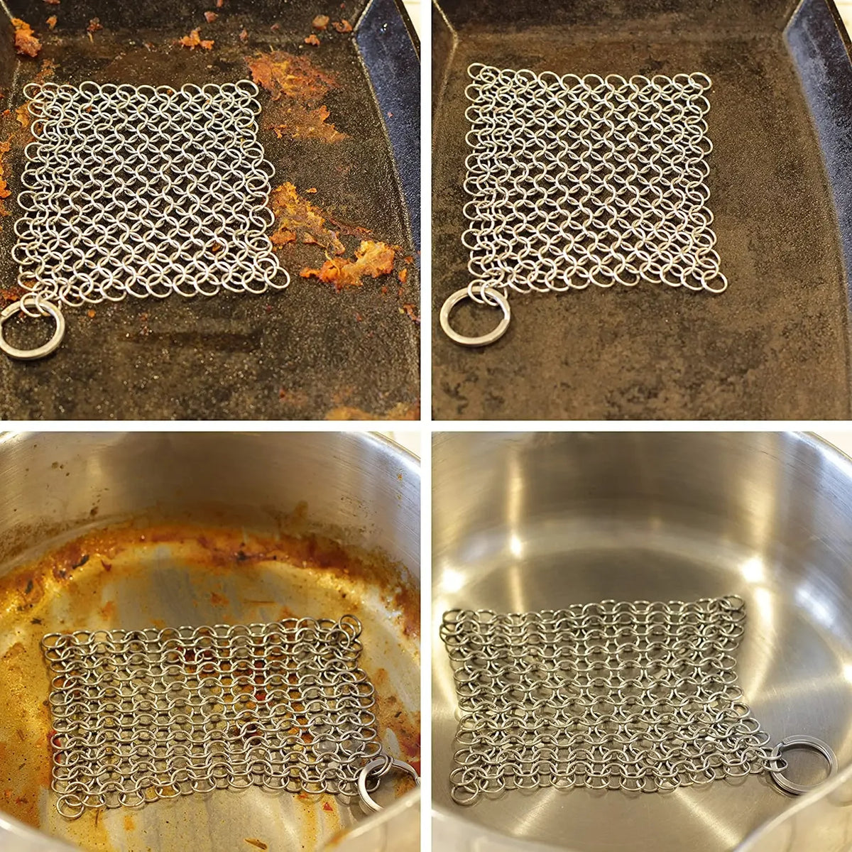 Chainmail Cast Iron Scrubber – Stainless Steel Cleaning Ring Chainmail Kitchen Scrubber Nixie