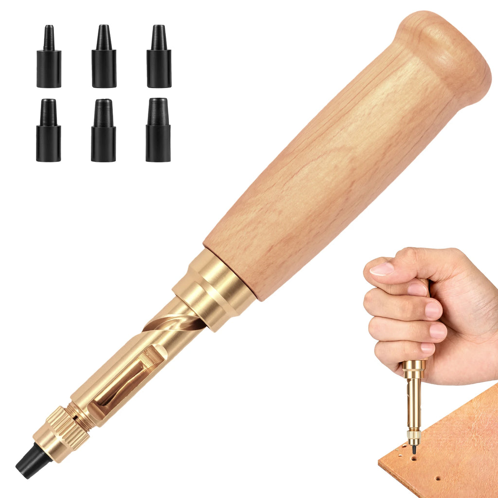Japanese Screw Leather Hole Punch Tool Kit – 6 Tips, DIY Crafts