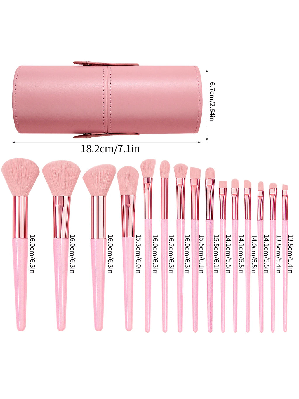 15-Piece Pink Makeup Brush Set with Storage Barrel | Nixie Makeup Brush Set Nixie