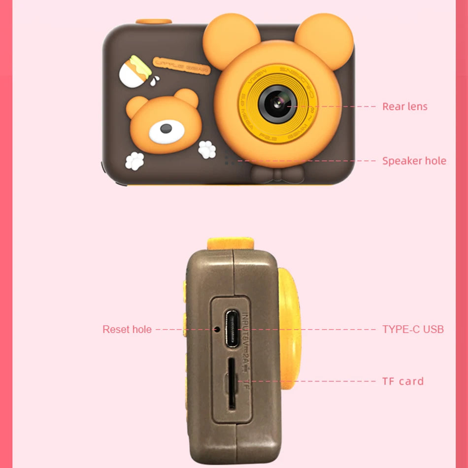 Kids Bear Digital Camera 1080P HD 26MP – Fun Gift for Children Kids Digital Camera Nixie