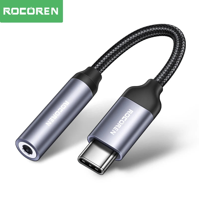 Rocoren USB-C to 3.5mm Audio Adapter – DAC AUX Headphone Cable Audio Adapter Cable Nixie