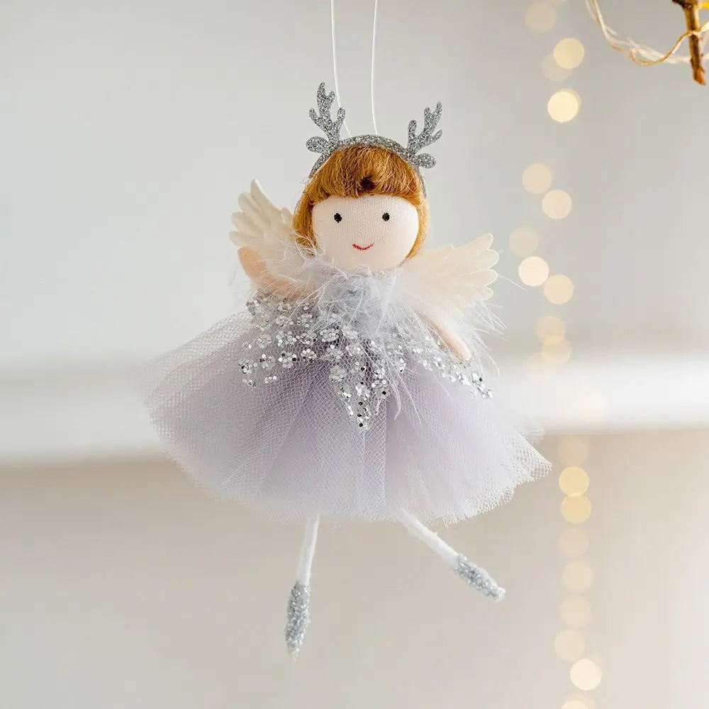 Angel Girl Doll Christmas Ornament – Pink & White Hanging Decor Christmas Ornament Nixie