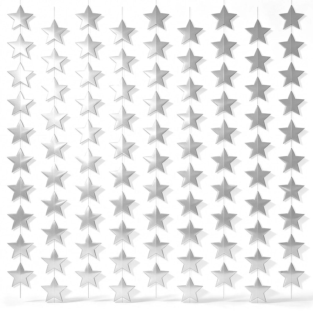 Gold Glitter Star Garland Banner – 12 Pc Party Backdrop Decor Party Garland Banner Nixie 10Pcs silvery