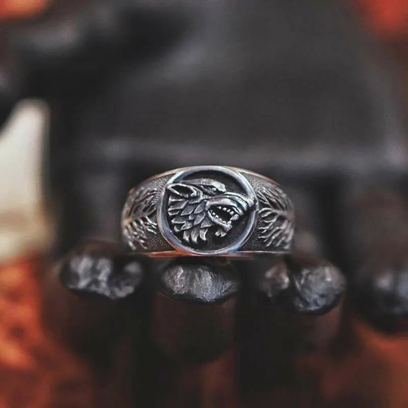 Vintage Wolf Statement Ring | Zinc Alloy | Sizes 6–11