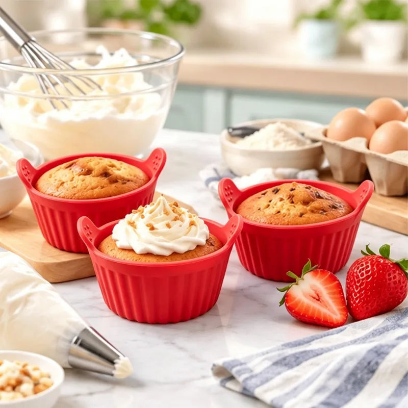 Silicone Dessert Cups 10-Pack – Reusable Mini Baking Molds