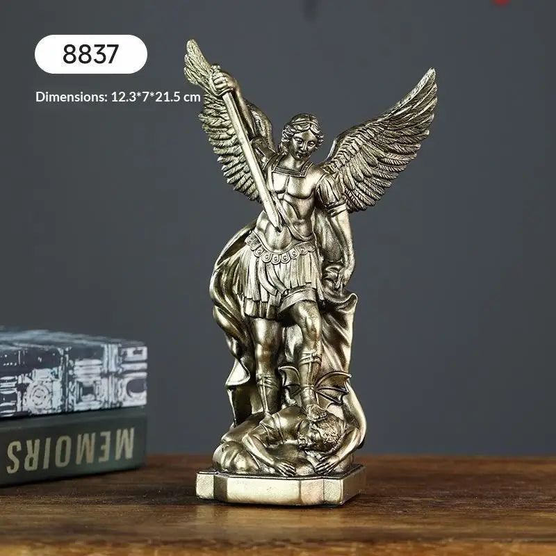 Resin St. Michael Archangel Statue – Catholic Altar Decor Gift Religious Figurine Nixie S