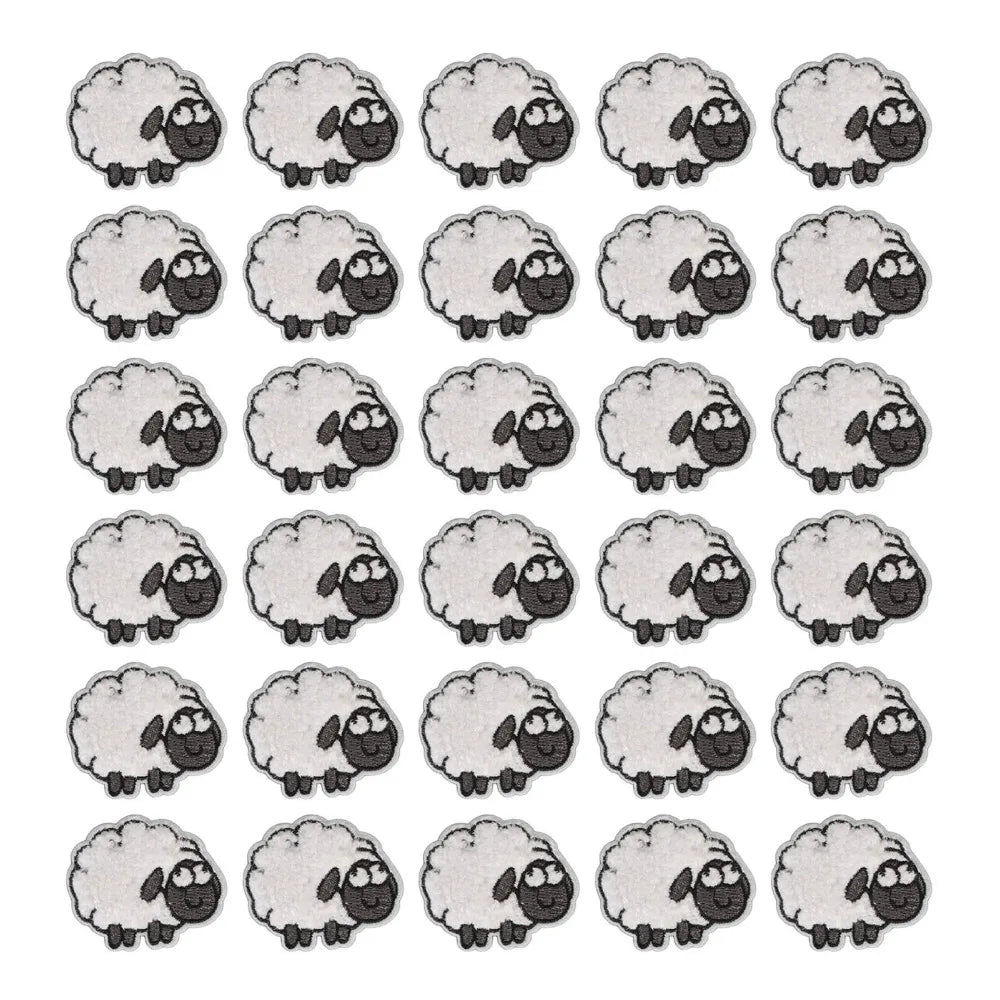 30pcs Sheep Iron-On Embroidered Patches for Jackets & DIY Crafts Iron-On Patches Nixie