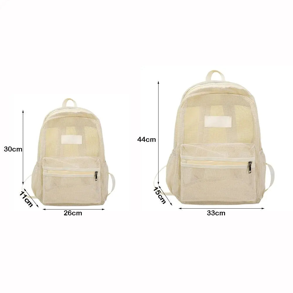 Breathable Mesh Transparent Backpack – Multi-Pocket Bookbag