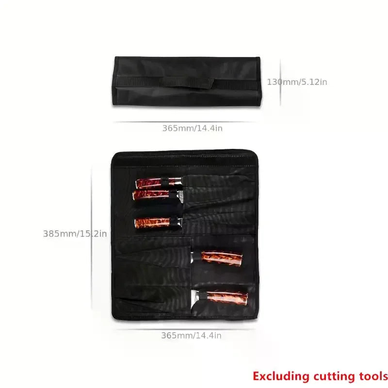 Black Oxford Chef Knife Roll Bag – 5-Pocket Carry Case Knife Roll Bag Nixie