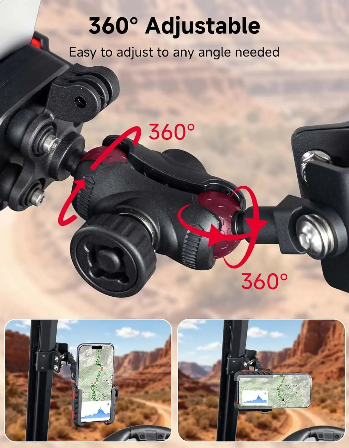 UTV Phone Mount Pro-Fit Cage Anti-Vibration CNC Aluminum UTV Phone Mount Nixie