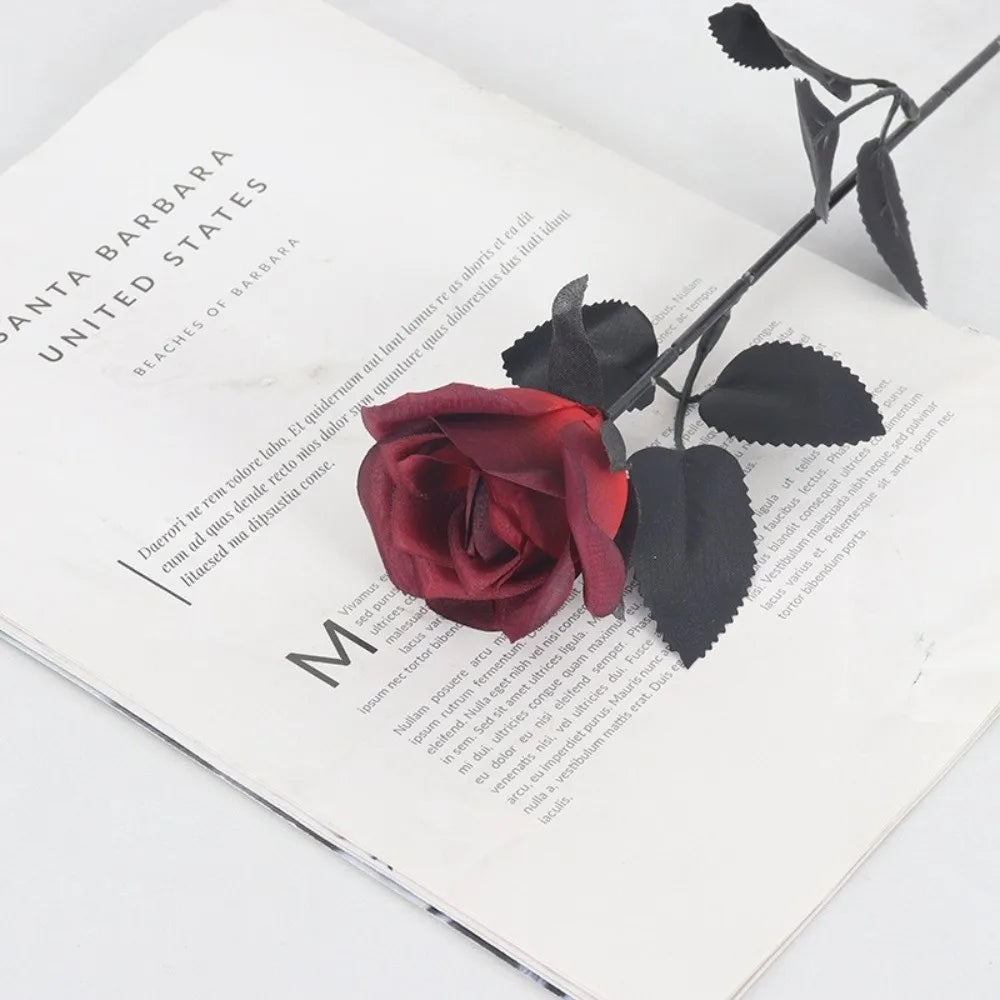 Black & White Artificial Roses Long Stem Fake Flowers Décor