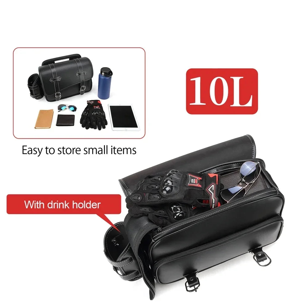 Waterproof PU Leather Motorcycle Saddlebag 10L | Honda Rebel Motorcycle Saddlebag Nixie