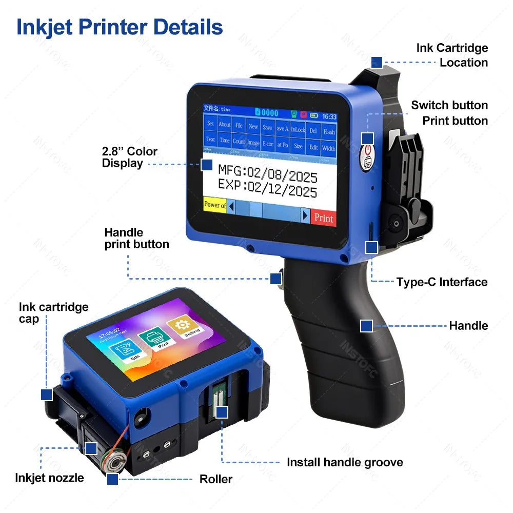 Mini Portable Inkjet Printer 600DPI – Date & Batch Code Machine