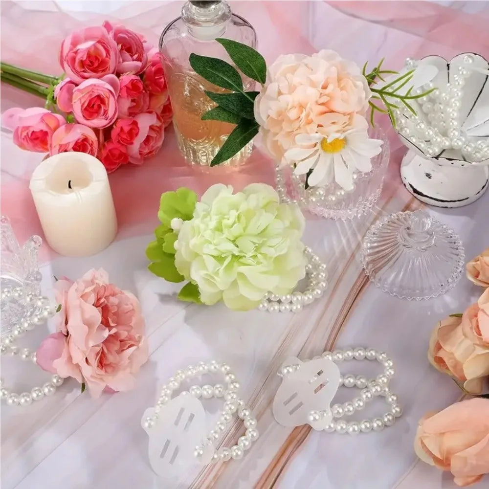 Pearl Elastic Corsage Wristlet Band – Bridal & Bridesmaid Corsage Wristlet Band Nixie