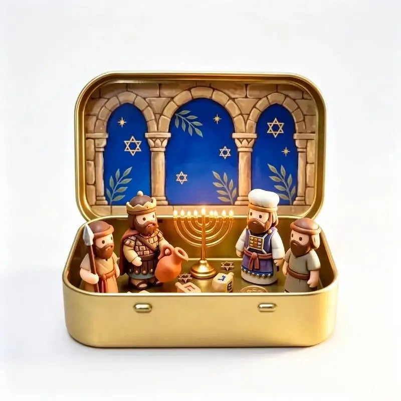 Mini Nativity Scene Set 3D Printed Figurines with Tin Case