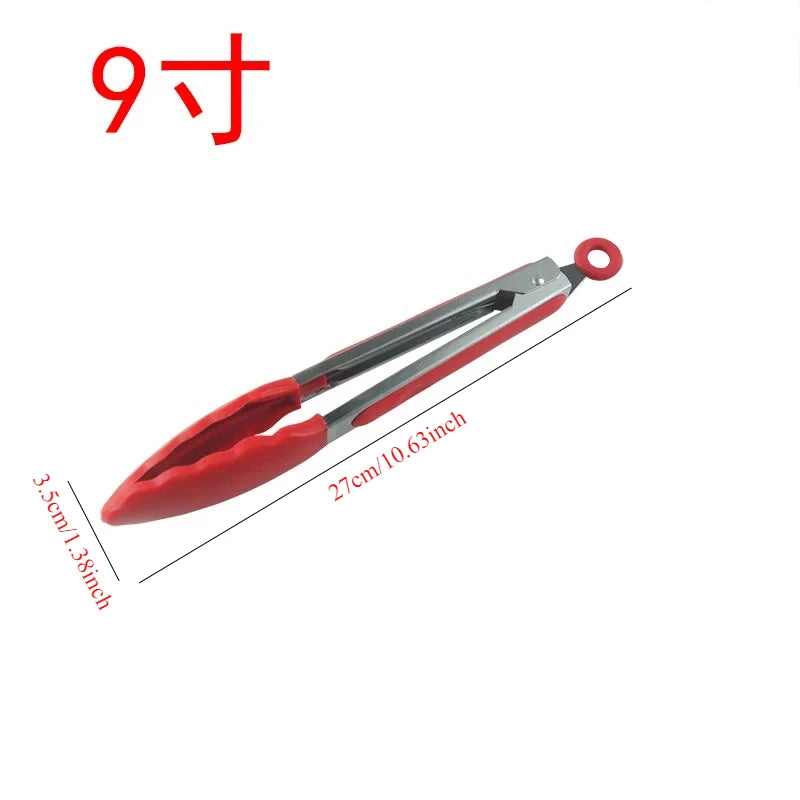 Silicone BBQ Tongs 7" & 9" Stainless Steel Locking Kitchen Set Kitchen Cooking Tongs Nixie