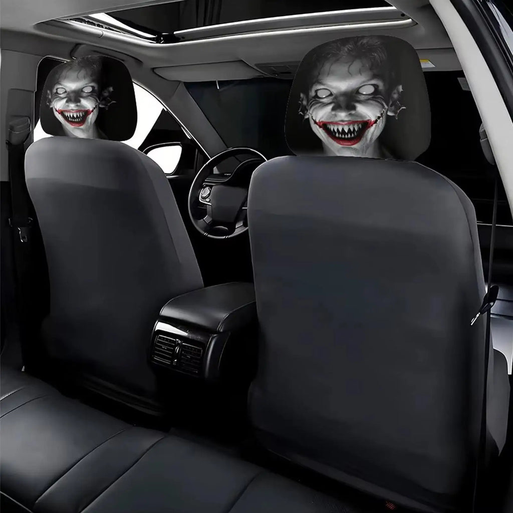 Scary Car Headrest Covers – Universal Spooky Pillowcase 2-Pack