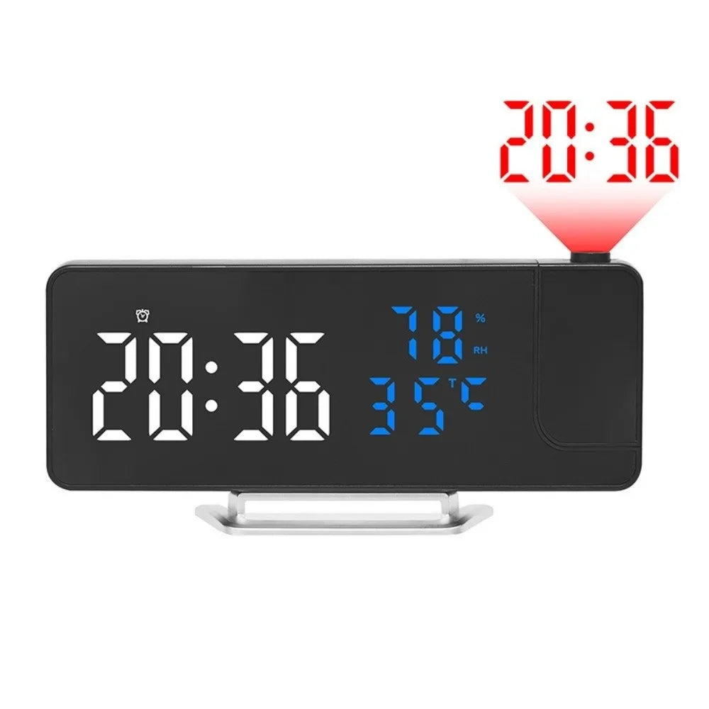 180° Projection Alarm Clock – LED, Temp & Humidity Display