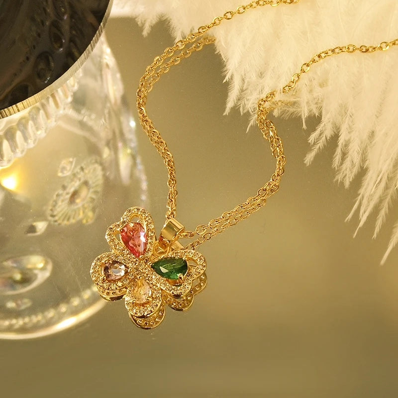 Zircon Butterfly Pendant Necklace Women | Gold Stainless Steel Pendant Necklace Nixie