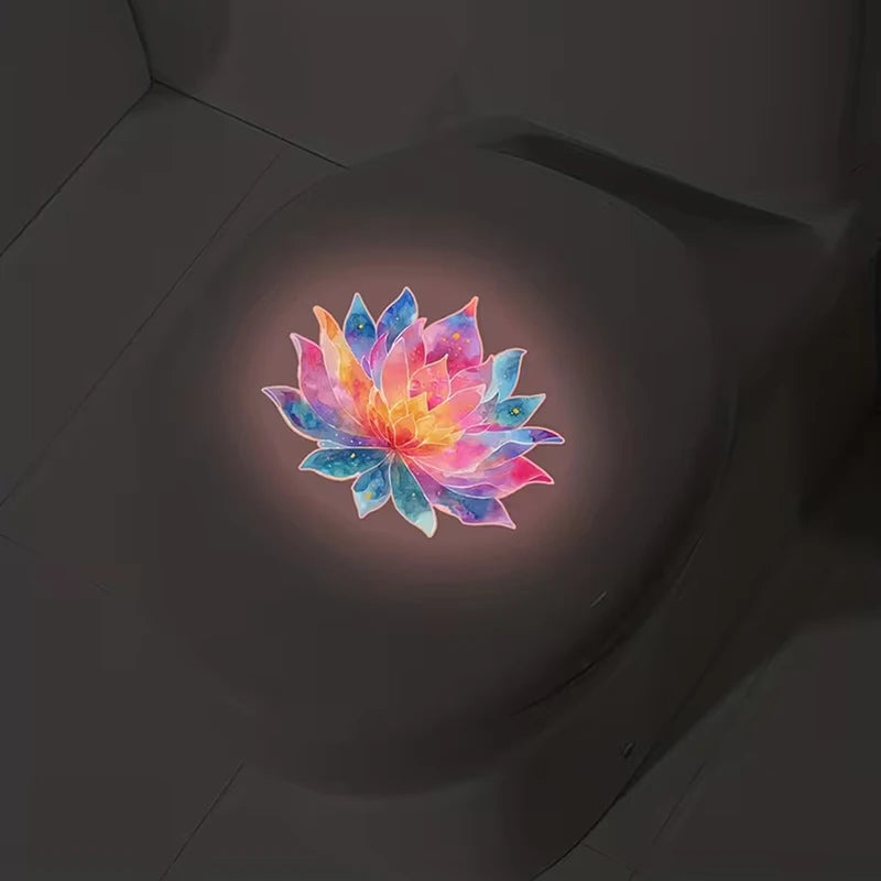 Glow-in-the-Dark Flower Toilet Lid Sticker – Luminous Decal