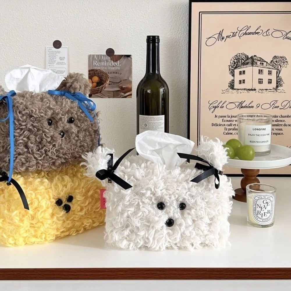 Nordic Plush Tissue Box Cover – Cute Puppy Dog Design Tissue Box Cover Nixie