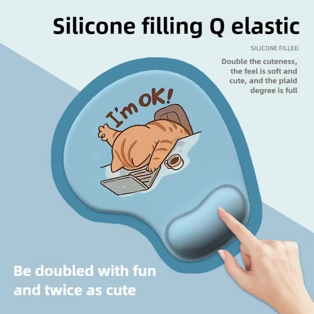 Cartoon Animal Mouse Pad with Non-Slip Ergonomic Wrist Rest