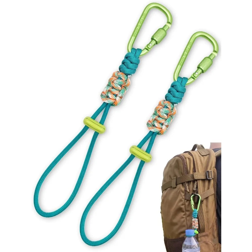 2-Pack Paracord Water Bottle Carrier Clip with Locking Carabiner Bottle Carrier Clip Nixie