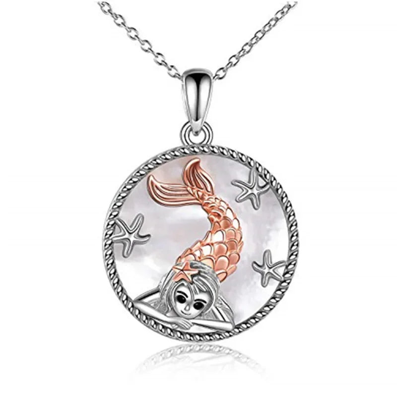 Mermaid Disc Pendant Necklace – Zinc Alloy Mood Tracker Pendant Necklace Nixie