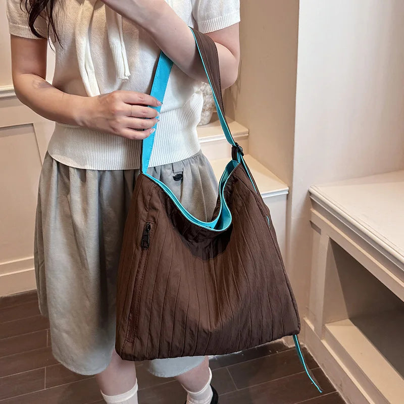 Nixie Large Pleated Canvas Tote Crossbody Bag for Women Canvas Tote Bag Nixie