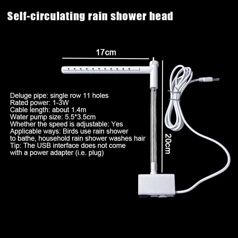 USB Electric Automatic Bird Bath Tub & Water Fountain for Parrots Bird Bath Fountain Nixie 03