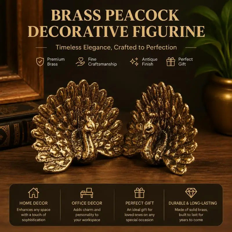 Vintage Peacock Figurine Antique Brass Statue – Home Decor Decorative Figurine Nixie