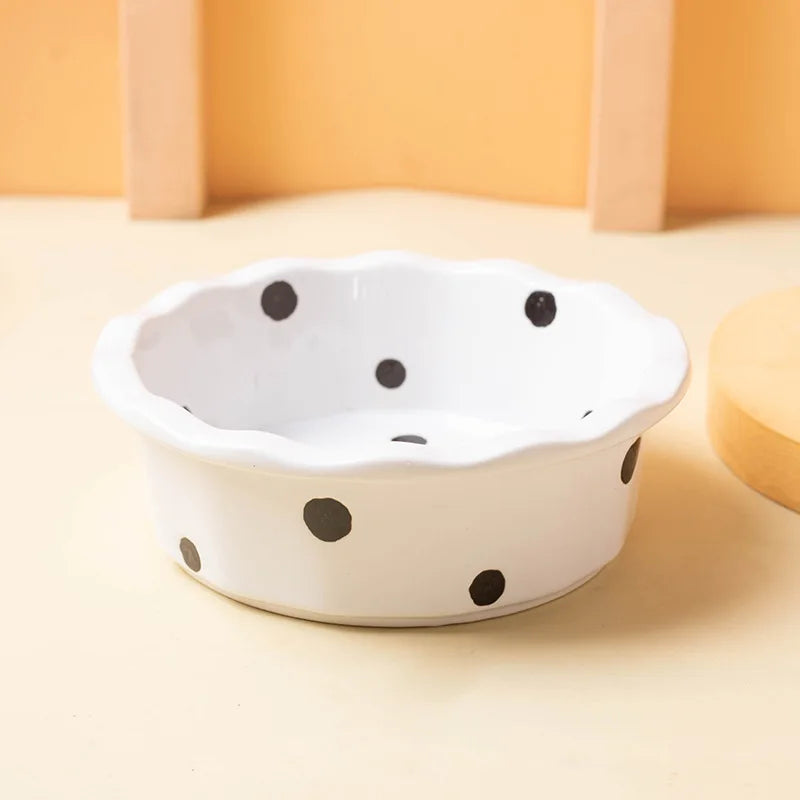 Ceramic Breakfast Bowl Polka Dot Lace – Yogurt & Cereal Bowl Ceramic Dining Bowl Nixie WHITE