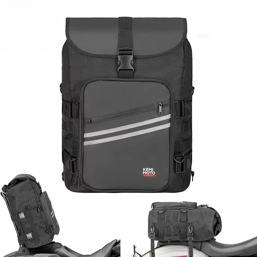 KEMITOUR 30L Motorcycle Sissy Bar Bag with Waterproof Rain Cover Motorcycle Tail Bag Nixie
