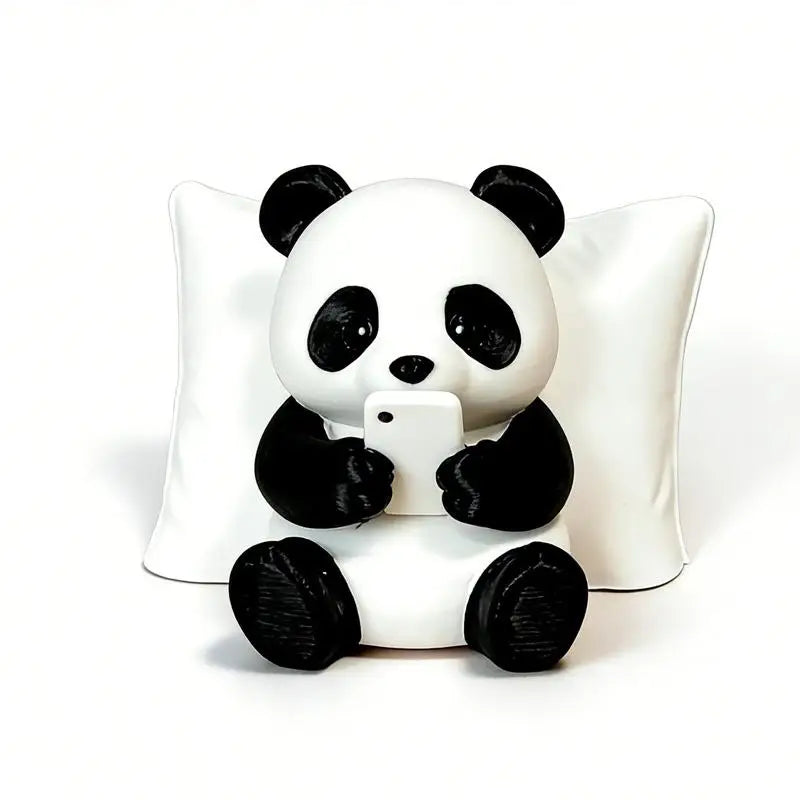 Panda Figurine Phone Stand | Cute Desktop Sculpture Decor Decorative Figurine Nixie