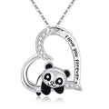 Panda Heart Pendant Necklace – Cute Animal Charm Gift for Women Pendant Necklace Nixie silver